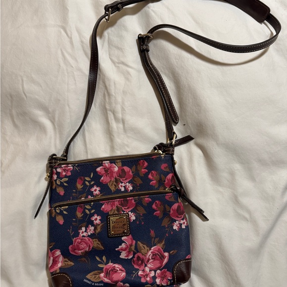 Dooney & Bourke Navy and Pink Floral Crossbody Bag - Picture 3 of 3